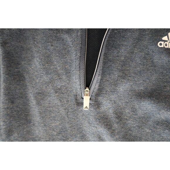 adidas ADK4427S21 Men's Sz L Heather Blue 1/4 Zip Long Sleeve Knit Pullover Top - Picture 7 of 9